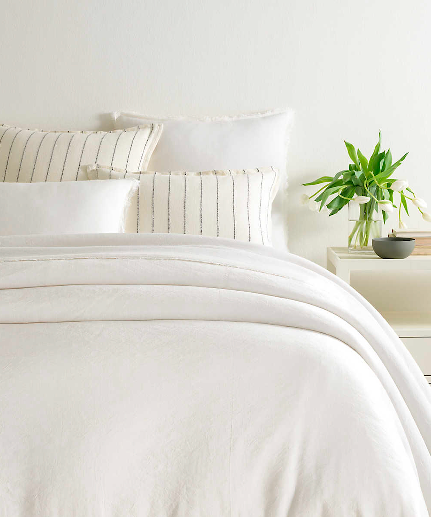 Faye Linen Duvet Cover, Dove White
