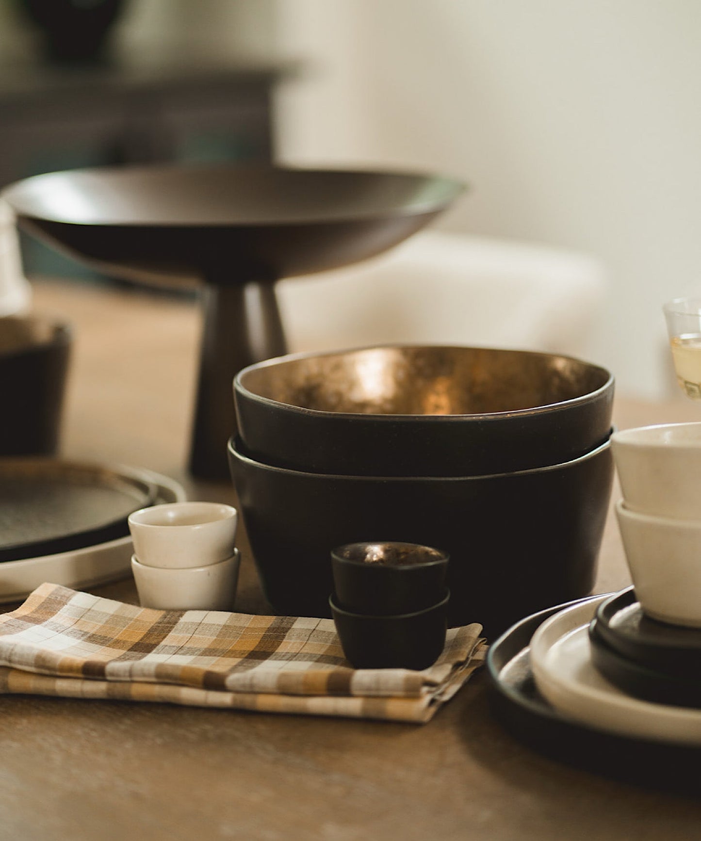 Block Check Napkin, Cocoa - Stephenson House