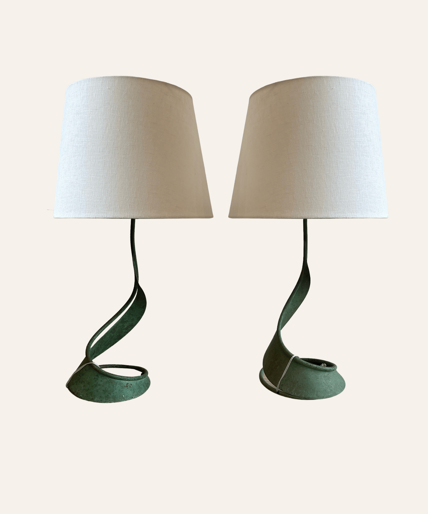Green Patina Mid - Century Copper Lamps - Stephenson House