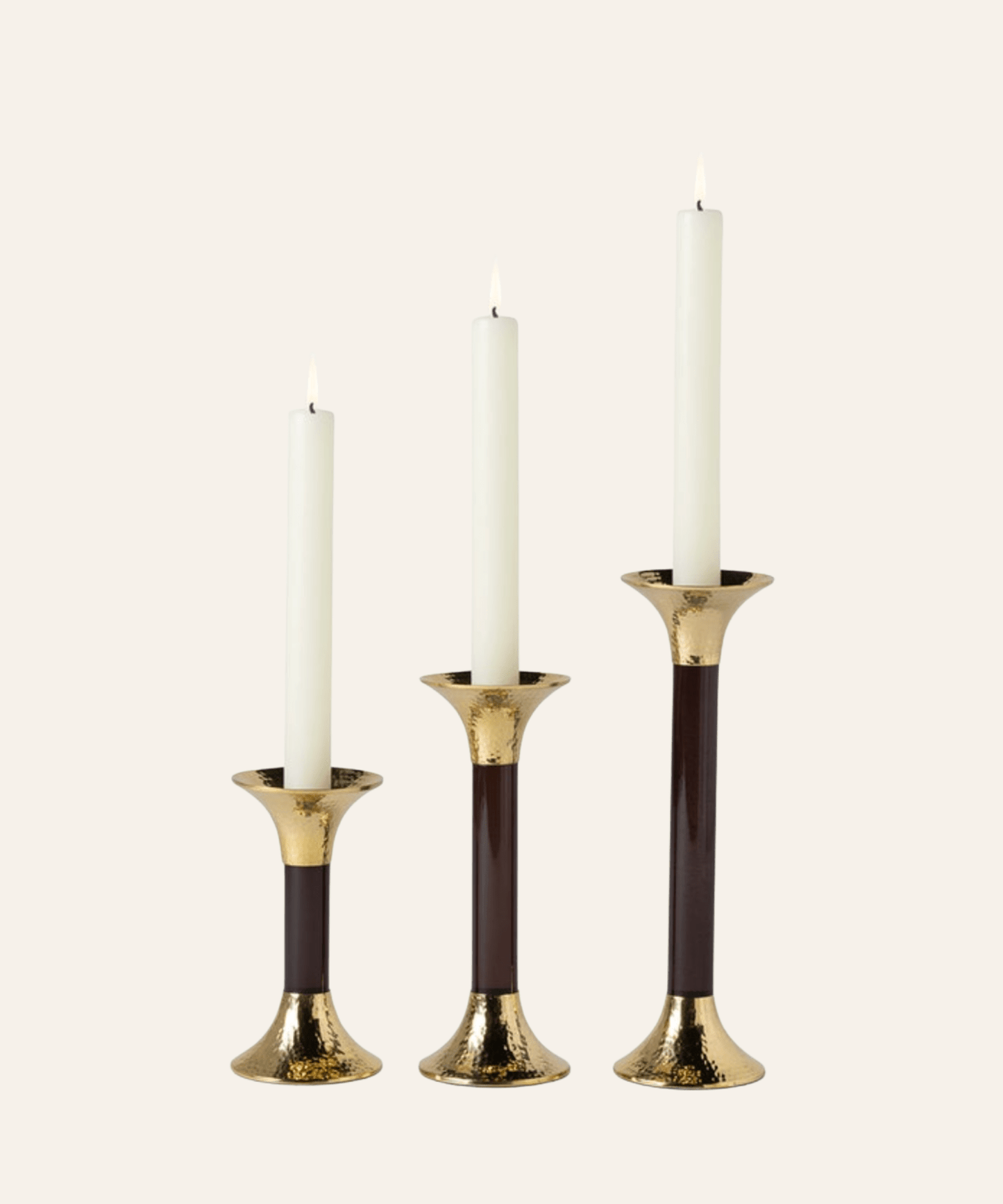 Leopold Candle Holders - Smoke and Gold (Set of 3) - Stephenson House