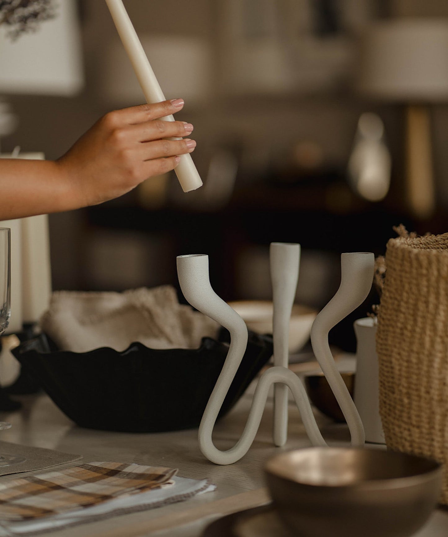White Candle Holder - Stephenson House