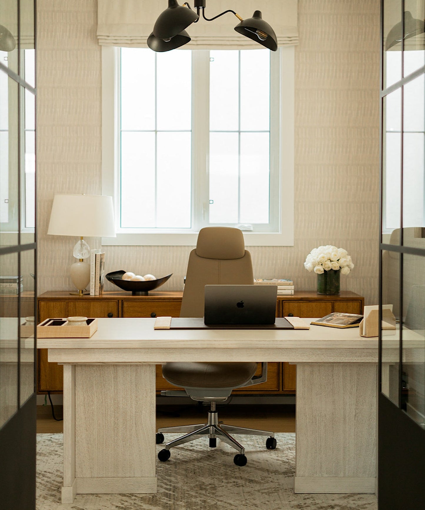 White Rose & Moss Arrangement - Stephenson House