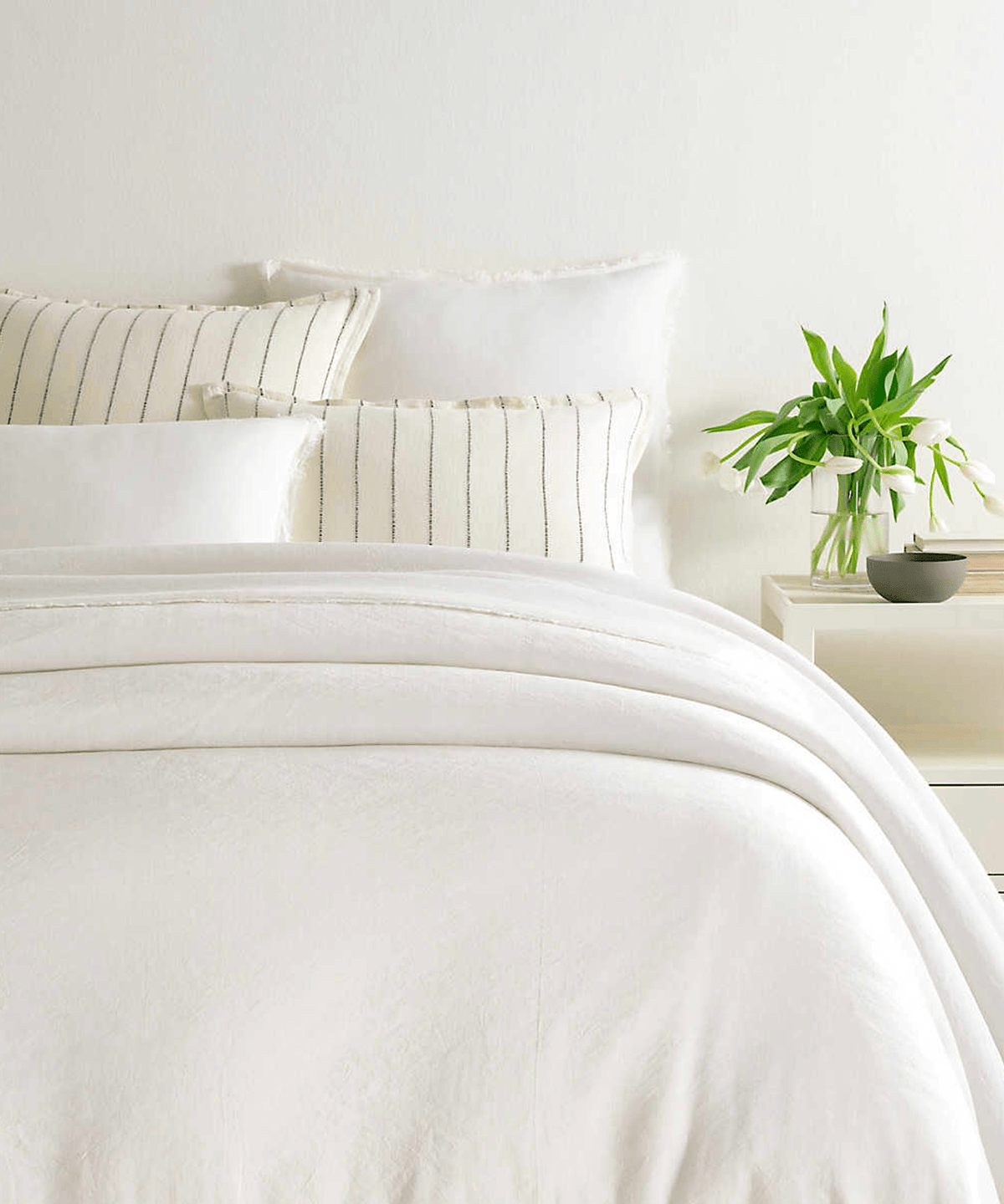Faye Linen Duvet Cover, Dove White - Stephenson House