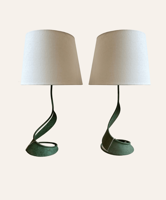 Green Patina Mid - Century Copper Lamps - Stephenson House