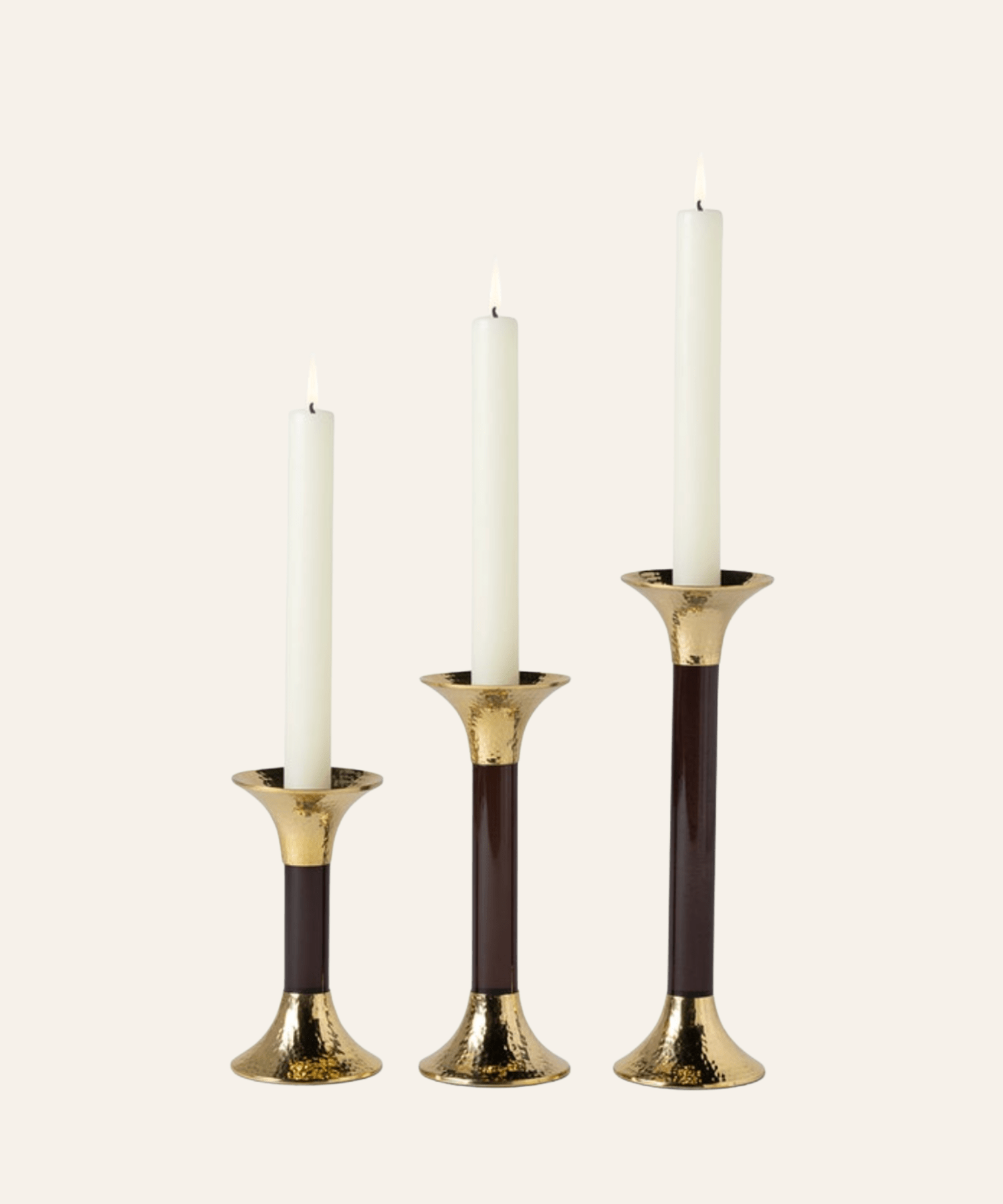 Leopold Candle Holders - Smoke and Gold (Set of 3) - Stephenson House