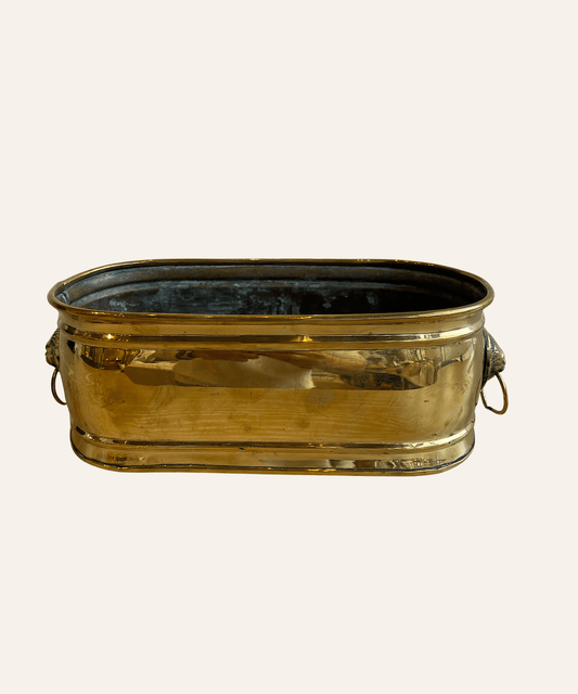 Vintage Brass Lion Head Planter - Stephenson House