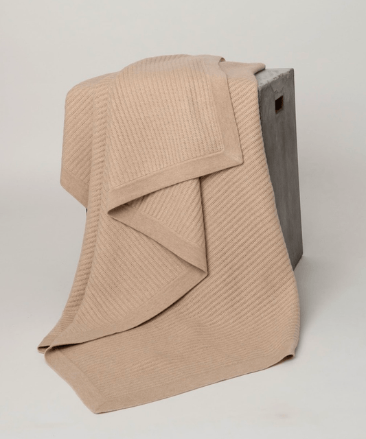 Fisherman's Knit Beige, Cashmere Throw - Stephenson House